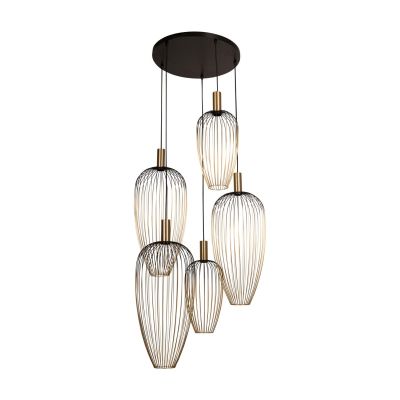 Lucide AURELIE - Pendant light - 5xGU10 (MR11) - Suitable for double-height spaces and high ceiling - Gold - Vibes